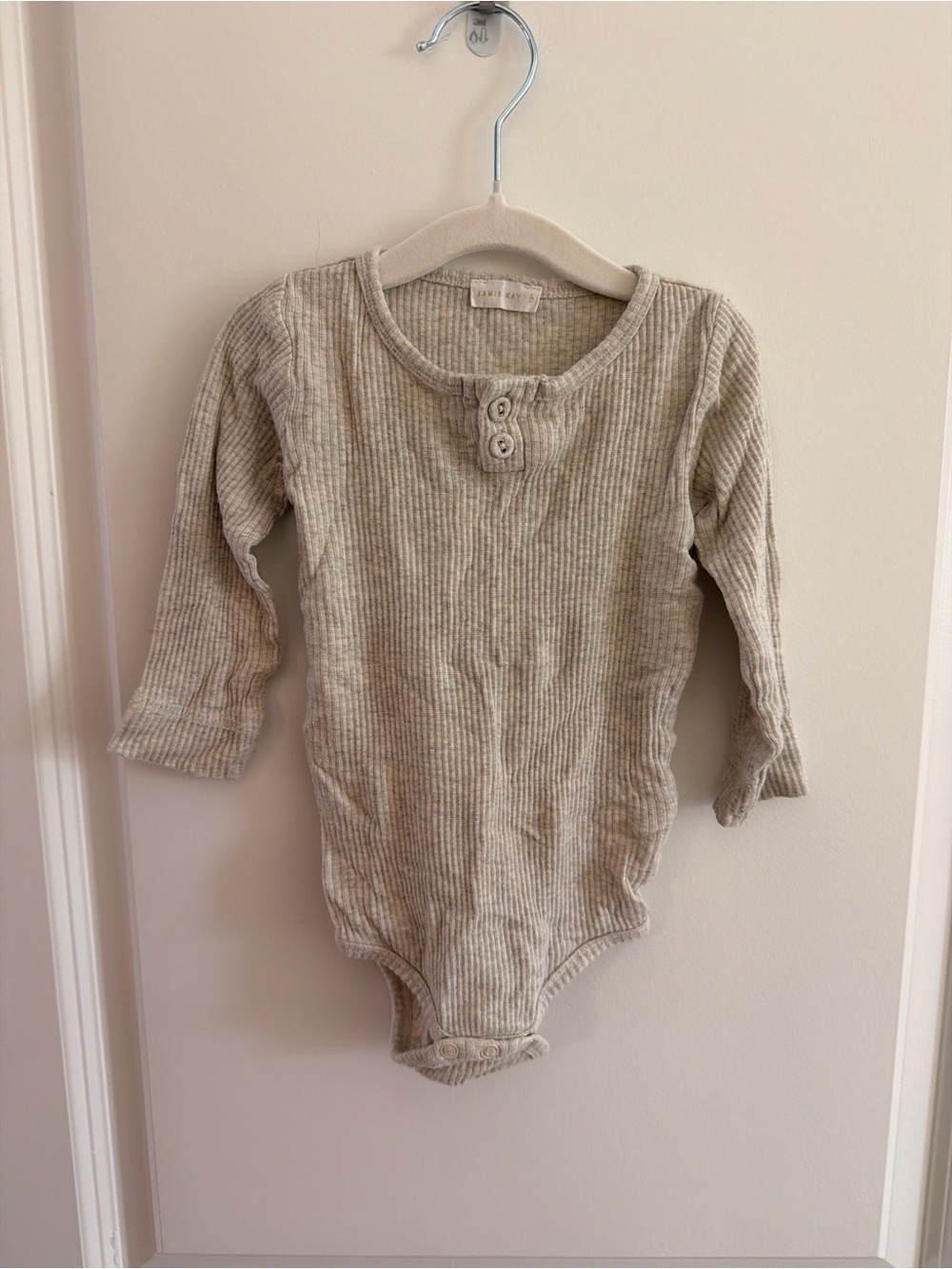 Jamie Kay Ribbed Long-Sleeve One-Piece in Light Tan